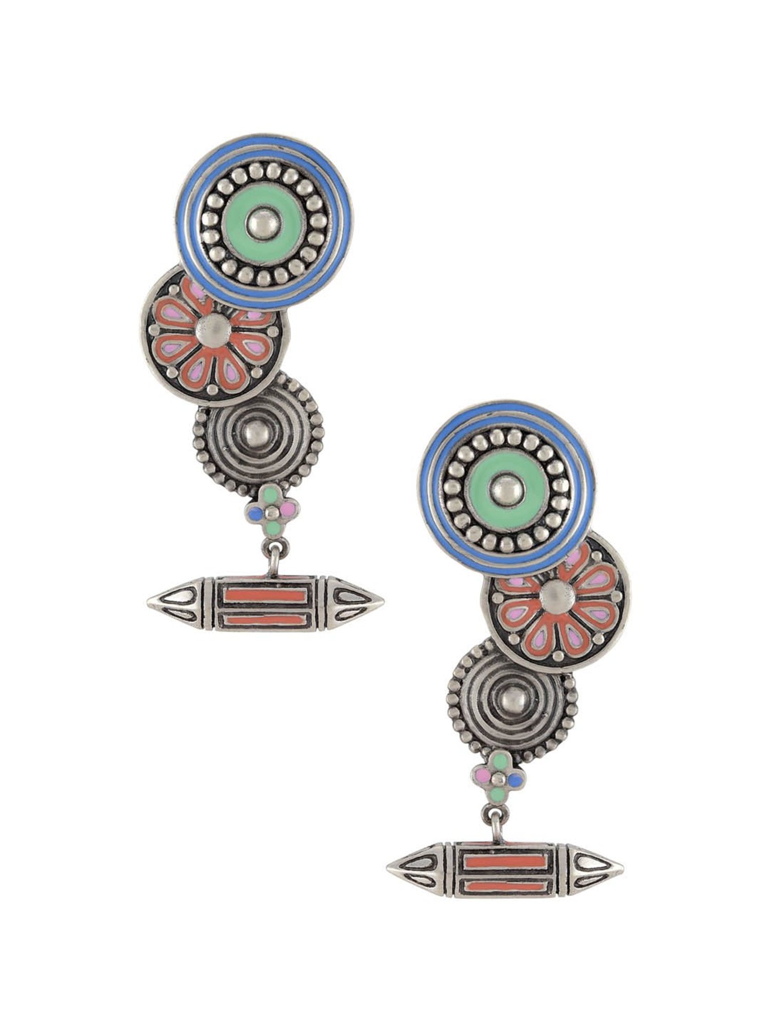 Tribe Amrapali Multi Chandrika Dangler Earrings