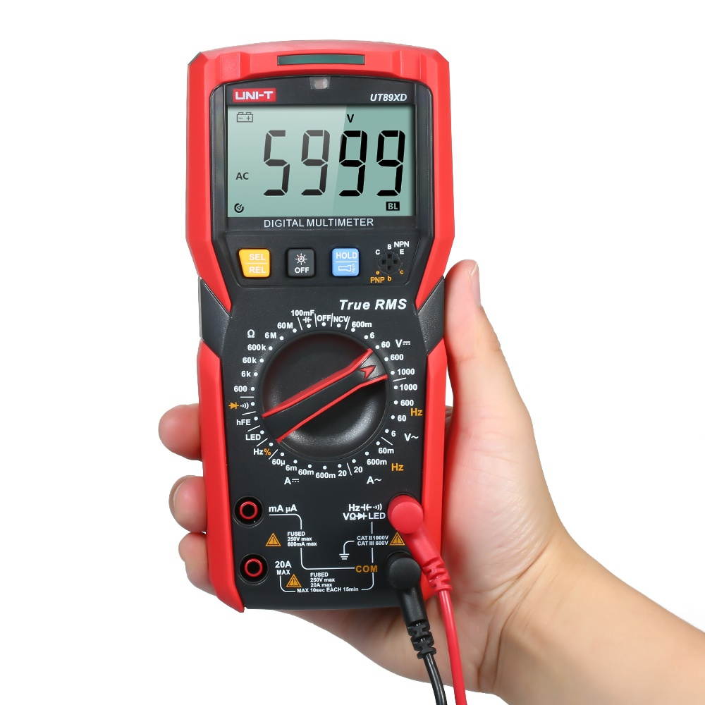 UNI-T UT89XD Digital Multimeter High Accuracy Handheld Mini Universal Meter 6000 Counts LCD Display True RMS Measure AC/DC Voltage Current Resistance Capacitance LED Test Frequency Diode Tester with