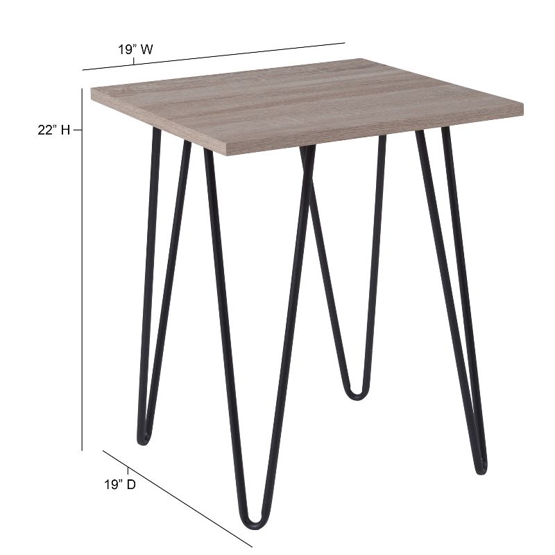 Emma and Oliver Driftwood Wood Grain Finish End Table with Black Metal Legs