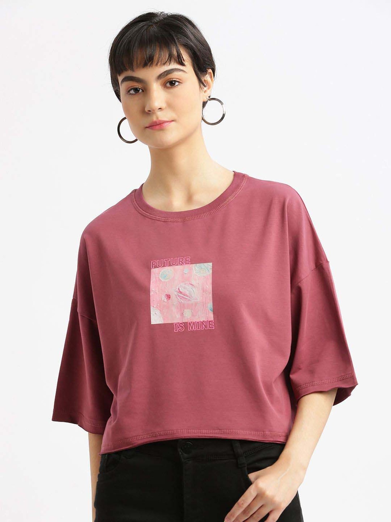 SHOWOFF Pink Cotton Printed T-Shirt