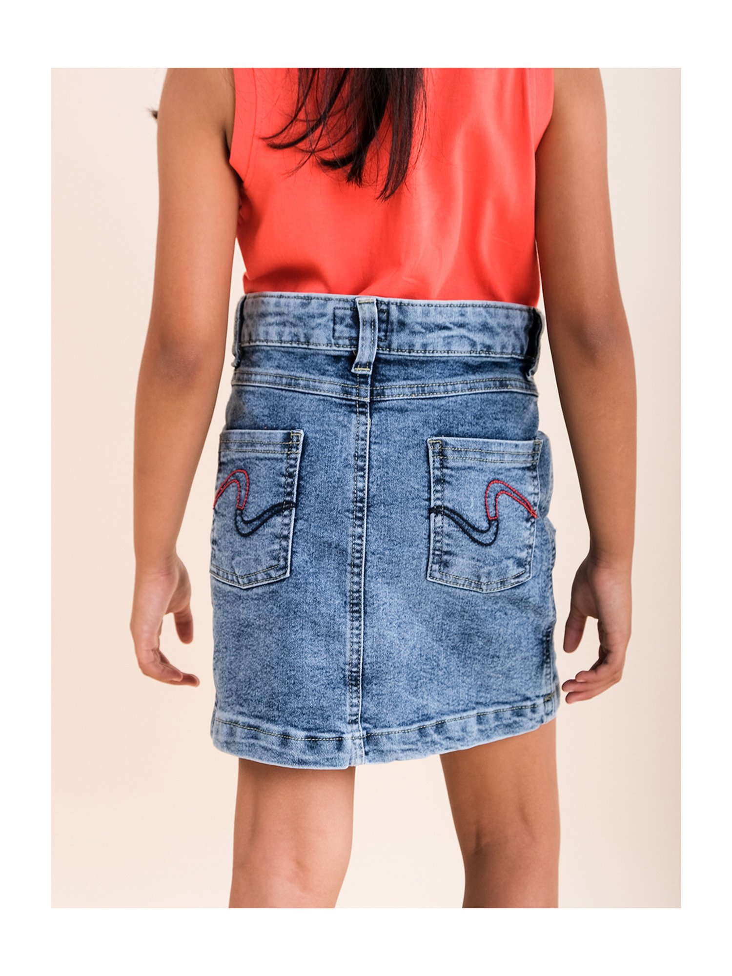 Kiddopanti Kids Light Blue Solid Skirt