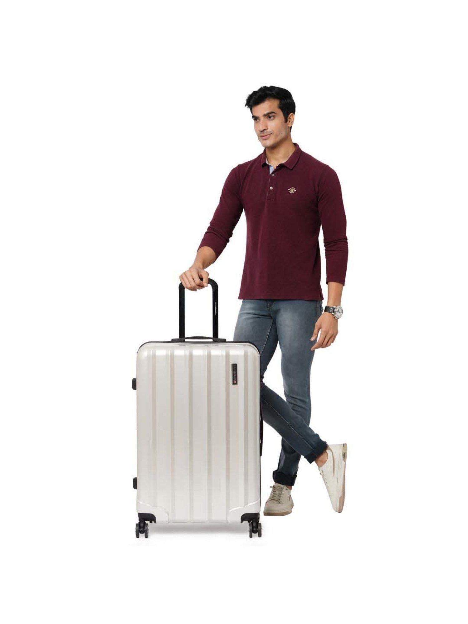 Swiss Brand Baden Silver Large Hard Trolley Bag - 28 cm