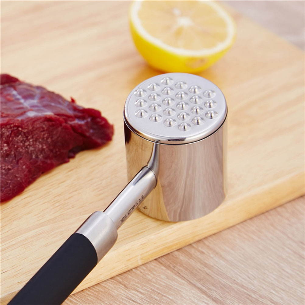 316 Stainless Steel Meat Hammer Steak Pounder Pork Mallet with Non-slip Handle