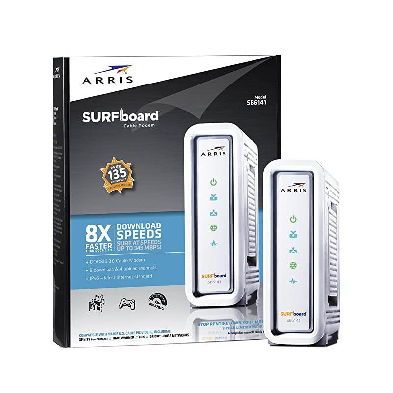 SURFboard SB6141 8x4 DOCSIS 3.0 Cable Modem - Retail Packaging- White