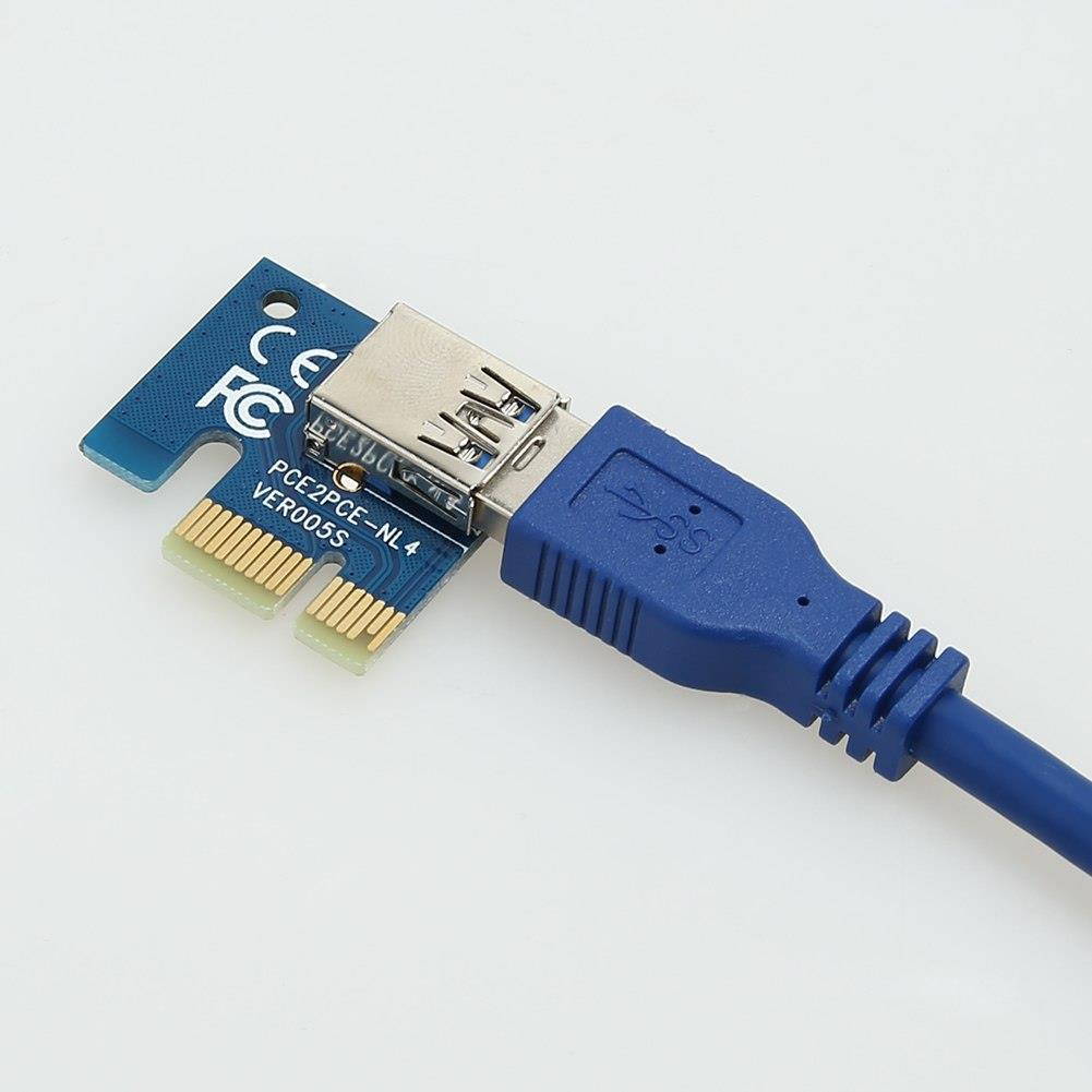 USB3.0 PCIe PCI-E Express 1x to 16x Extender Riser Card Adapter SATA Power Cable 60CM For Any Graphic Card for BTC Miner Machine