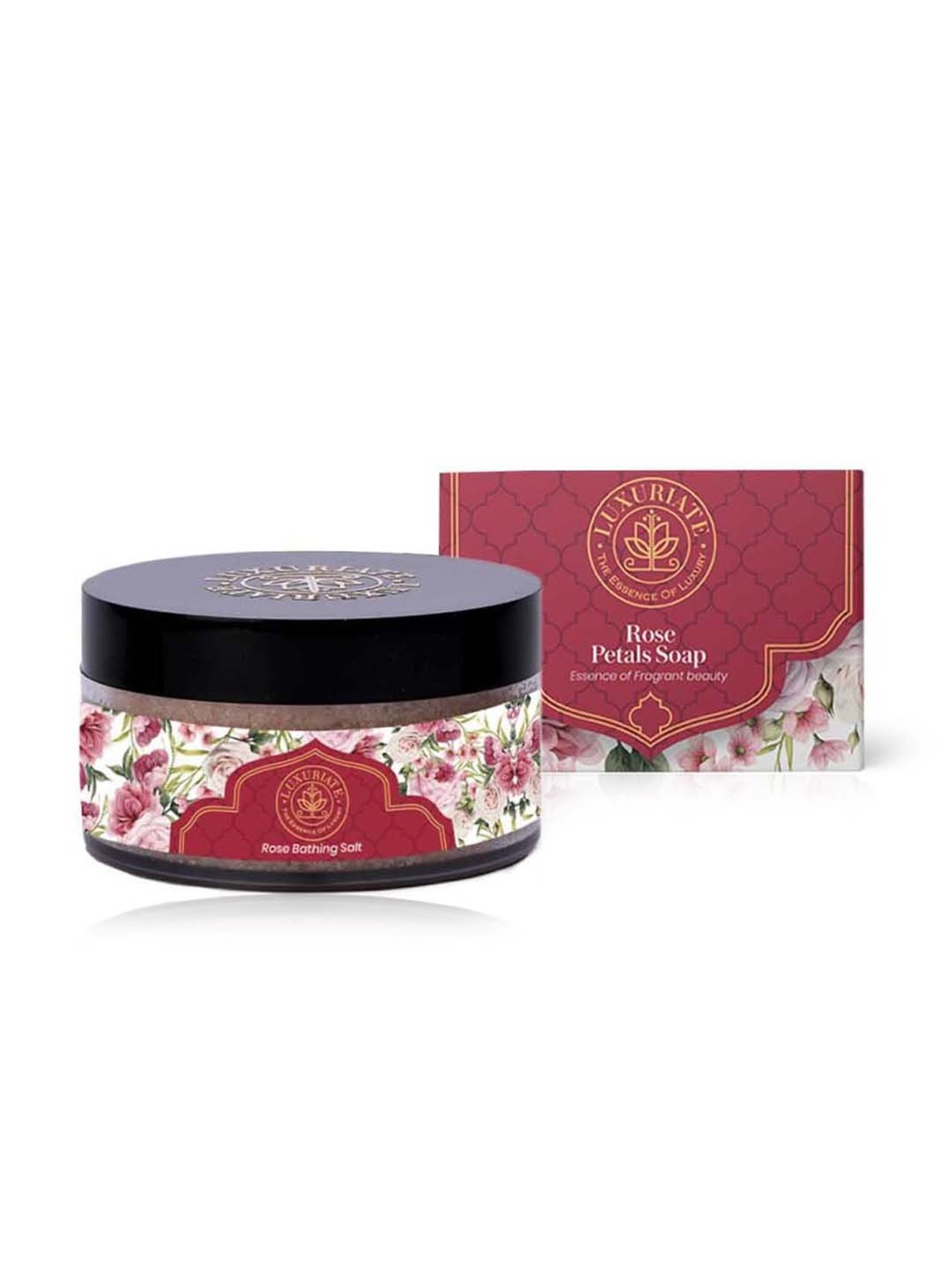 Luxuriate Rose Flavoured Bathing Salt & Rose Essence of Fragrant Beauty Soap Combo