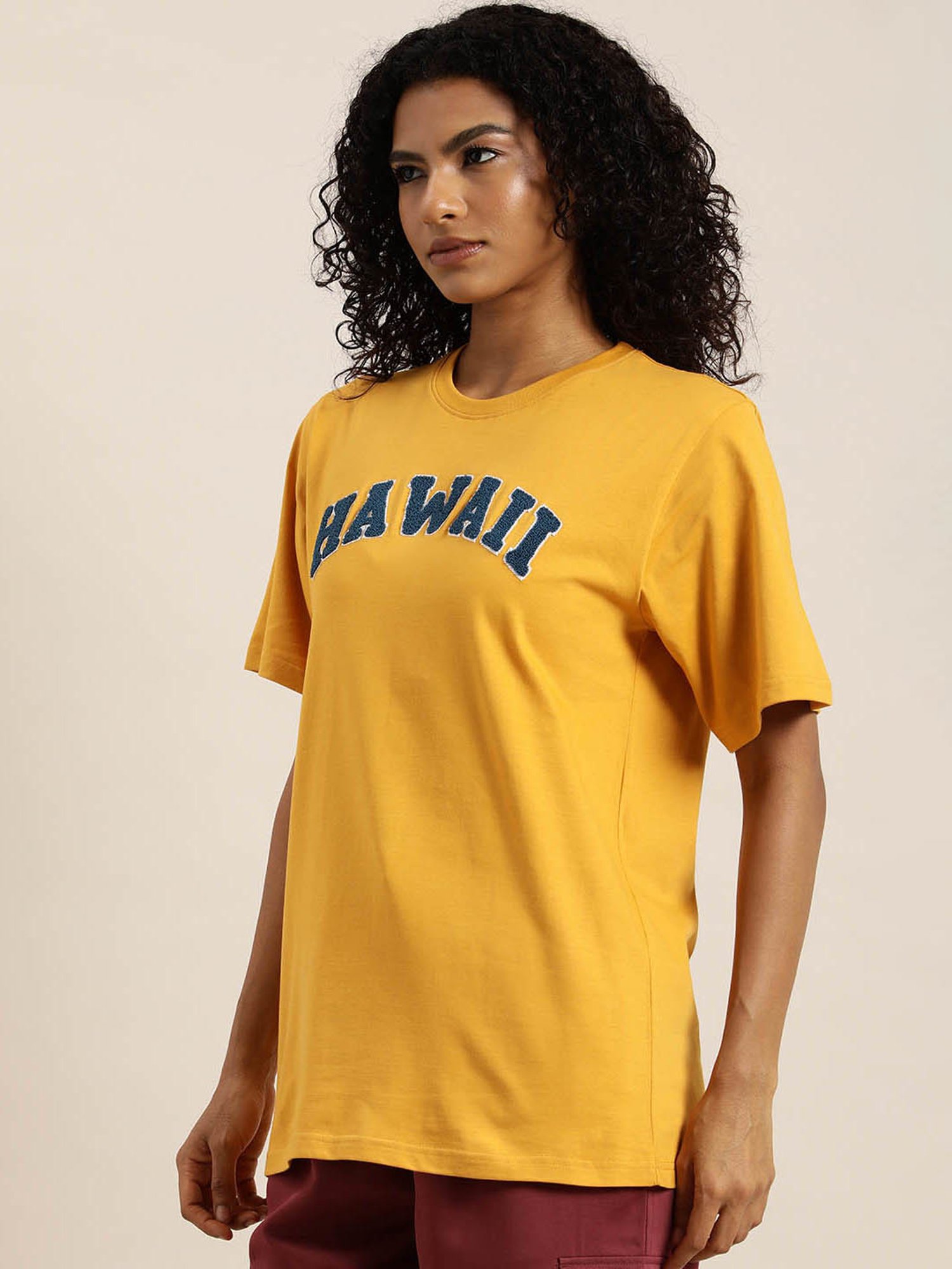 Dillinger Mustard Typographic Cotton Oversized T-Shirt