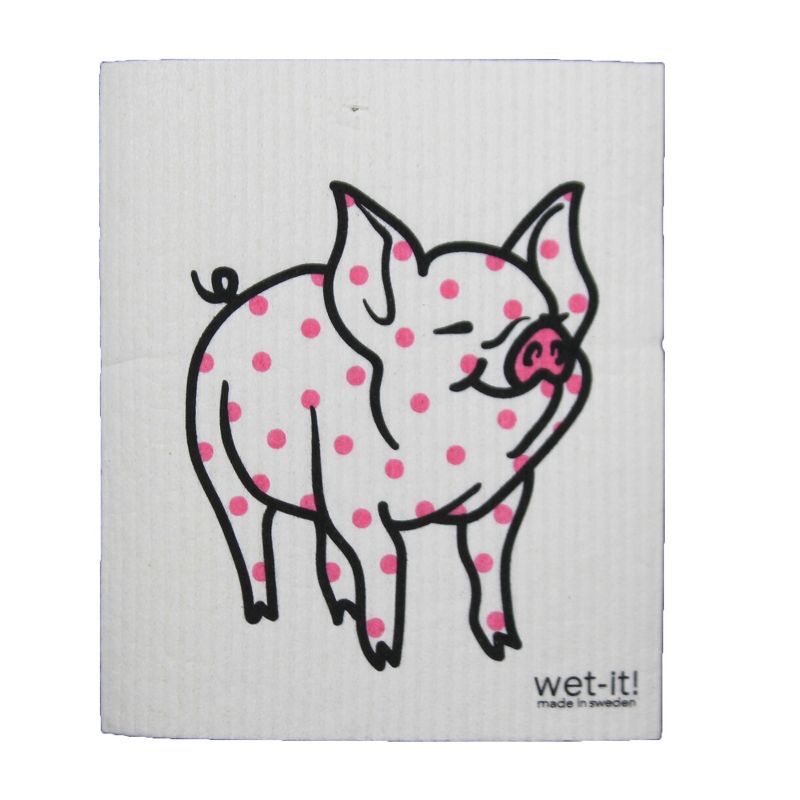 Swedish Dish Cloth 7.75" Pig & Rooster  Set / 2 Kitchen Clean Up Stainless  -  Dish Cloth