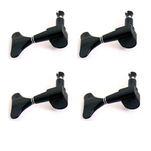 Grover Mini Bass Tuning Machines - 20:1 - 4-In-Line - Black Chrome - Left Handed