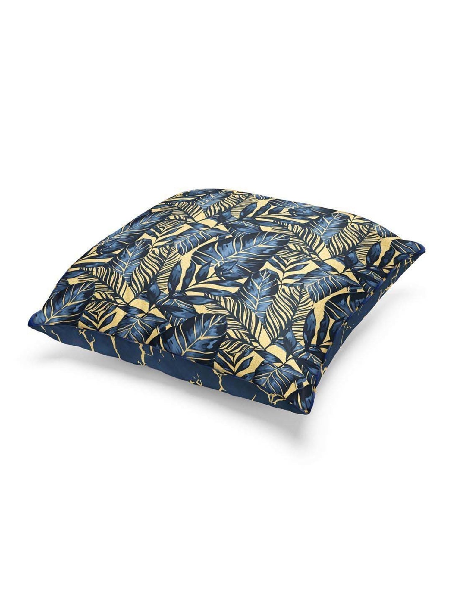 Bianca Suzane Navy & Gold Micro Fiber Reversible Printed Cushion Covers - Set of 3