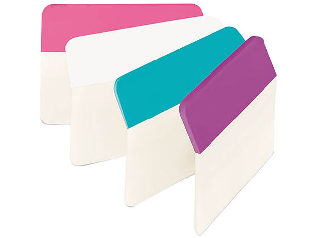Durable File Tabs, 2 x 1 1/2, Pink, White, Aqua, Violet, 24/PK