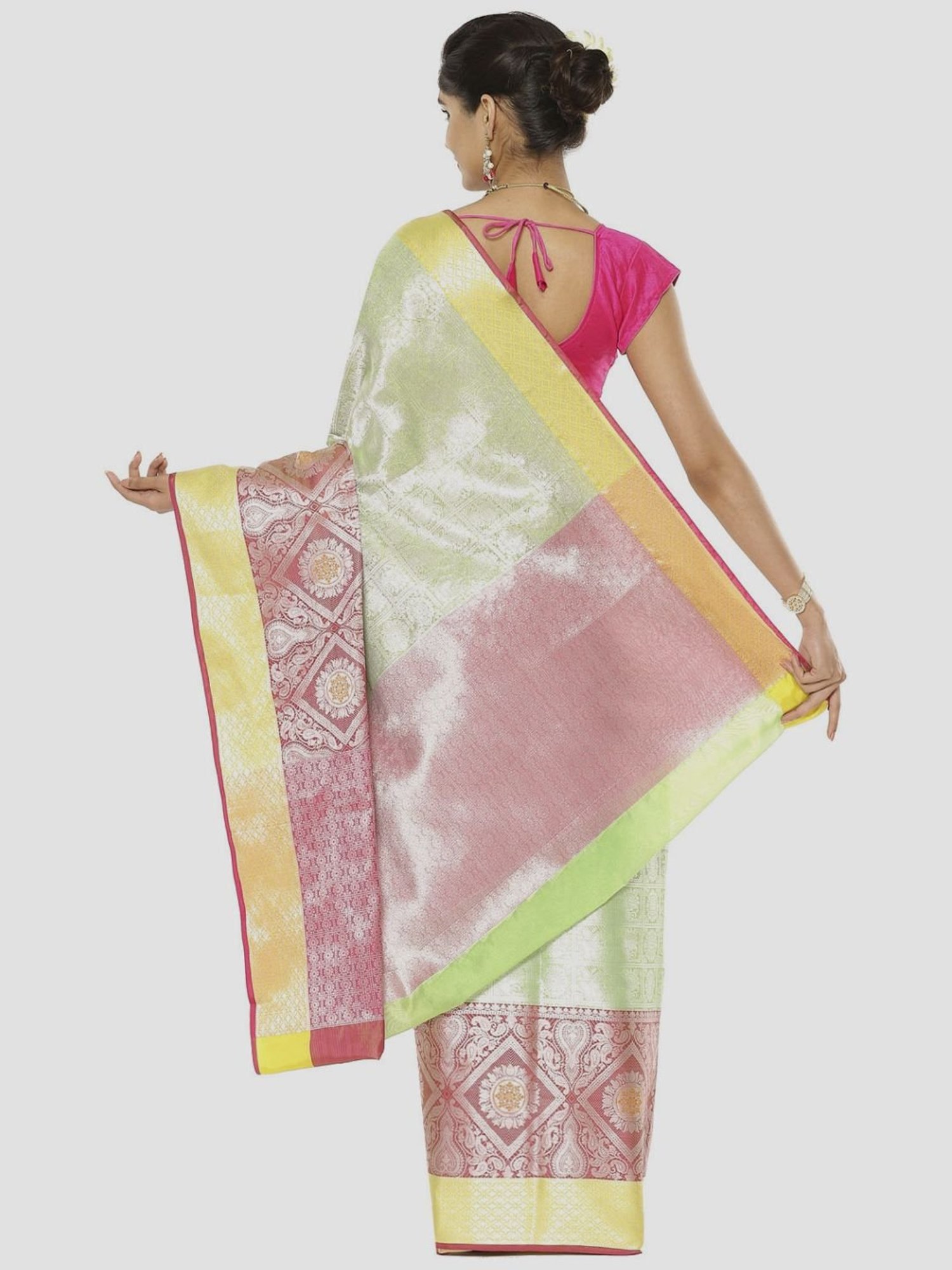 Banarasi Silk Works Green Woven Saree With Unstitched Blouse