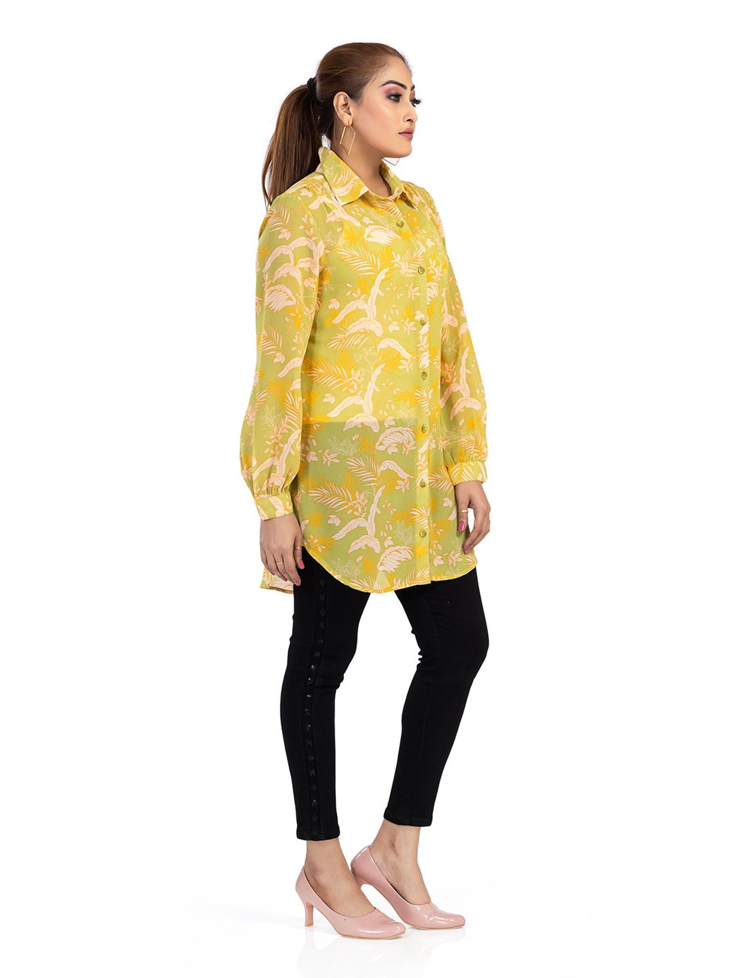 Nino Bambino Green Printed Long Shirt