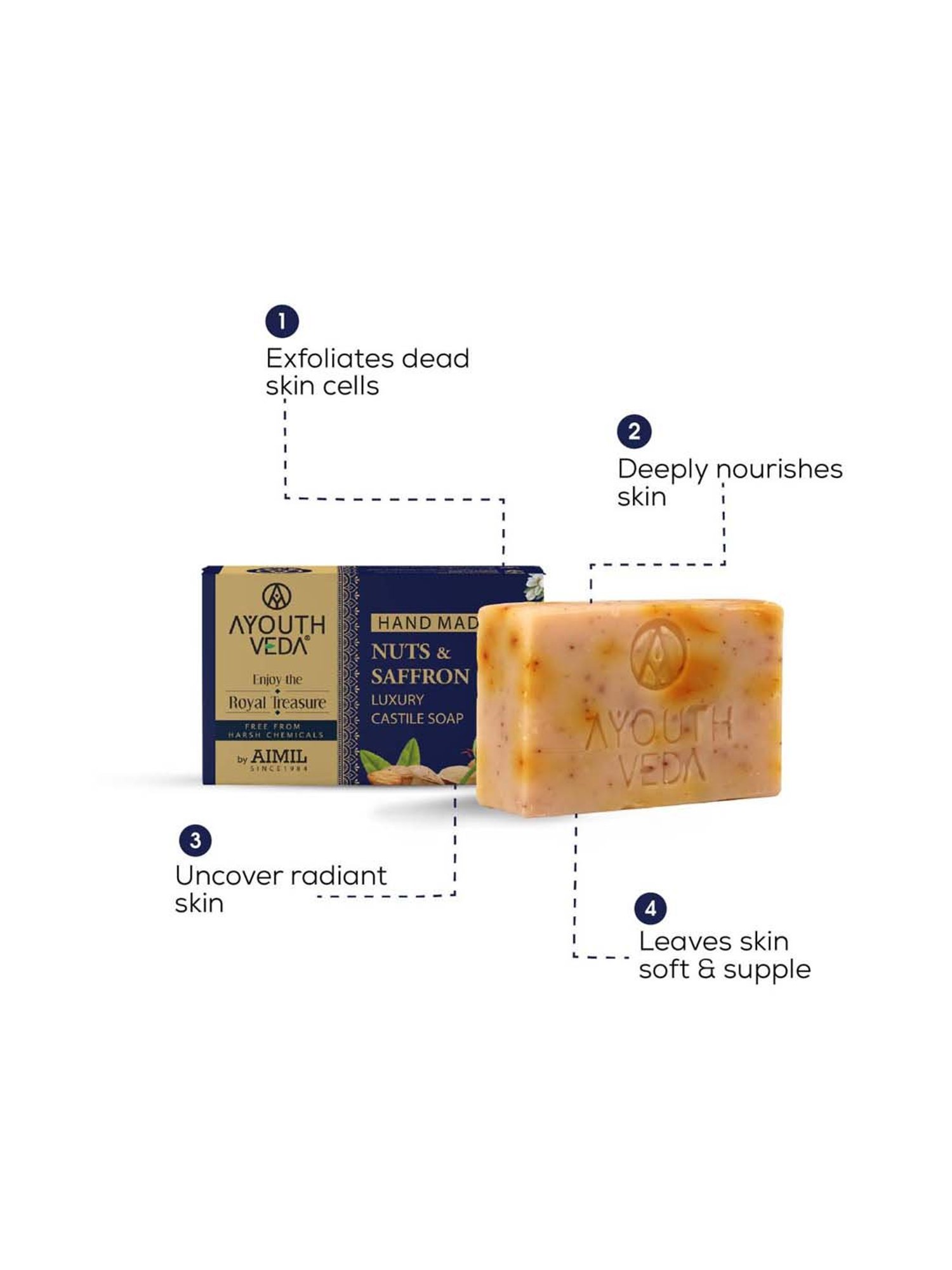 AyouthVeda Nuts & Saffron Luxury Castile Soap - 100 gm