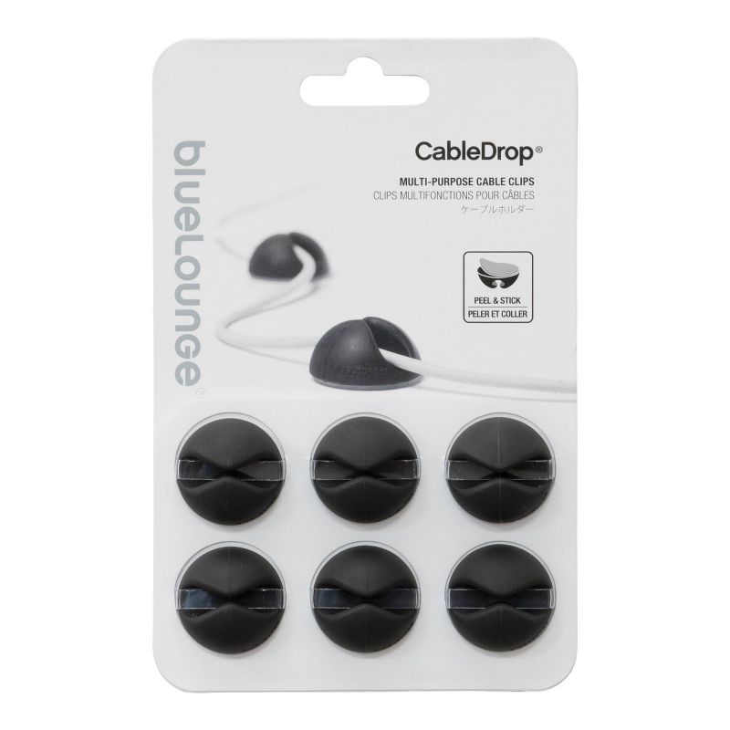 6pk CableDrop Cable Router Clips Black - BlueLounge