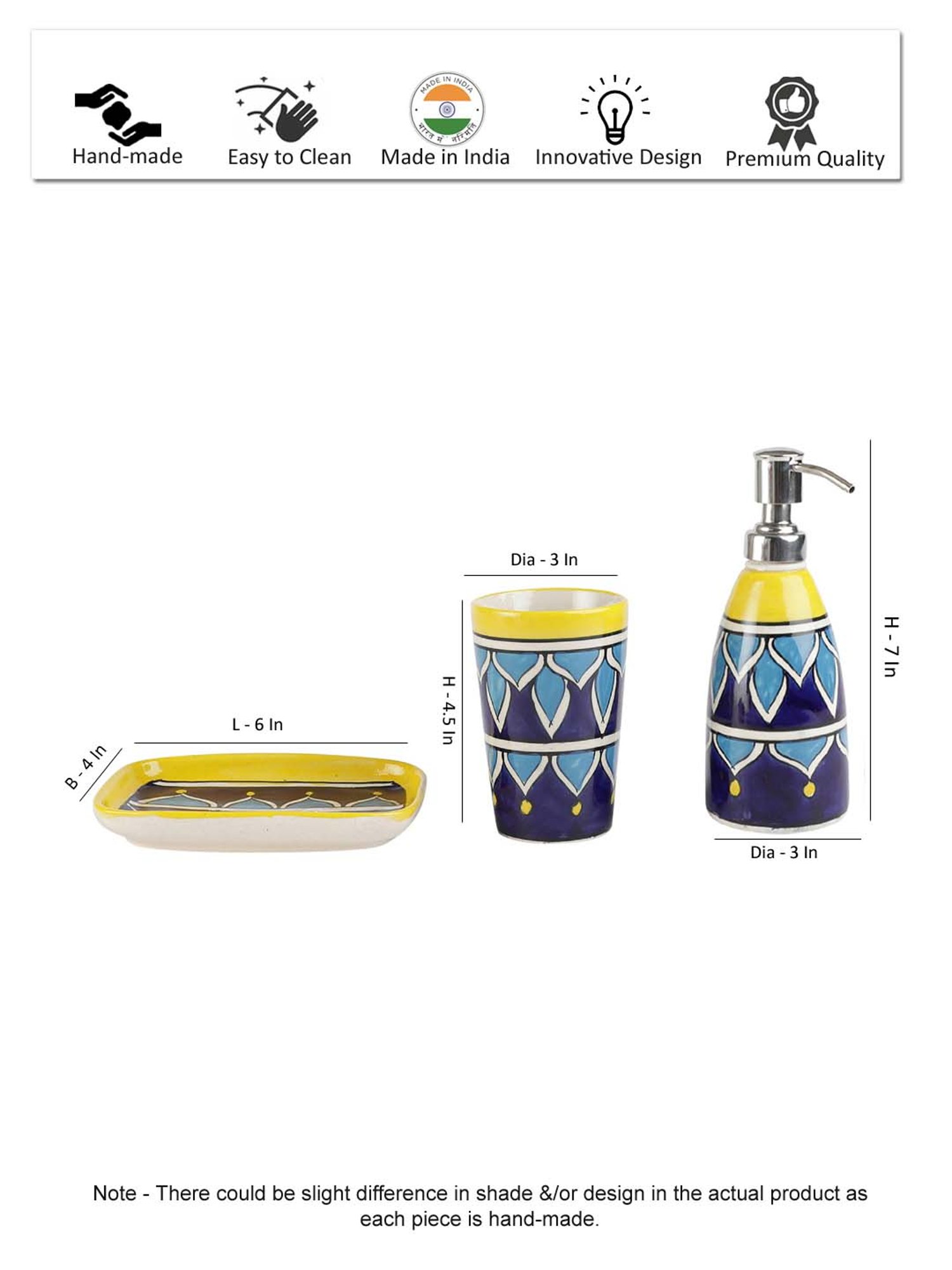 VarEesha Aztec Multicolor Ceramic Bath Accessories - Set of 2