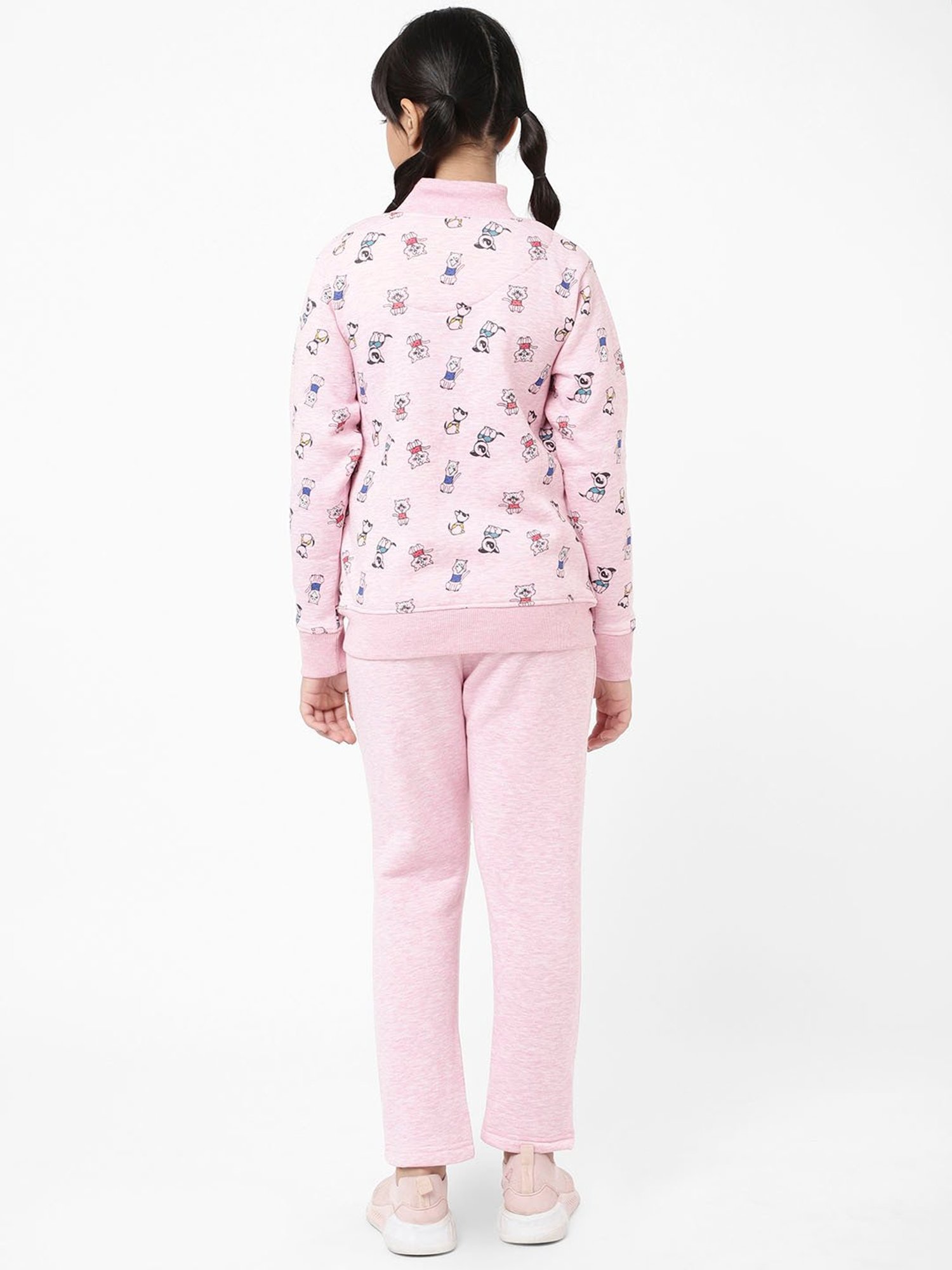 Sweet Dreams Kids Light Pink Printed Full Sleeves Tracksuit