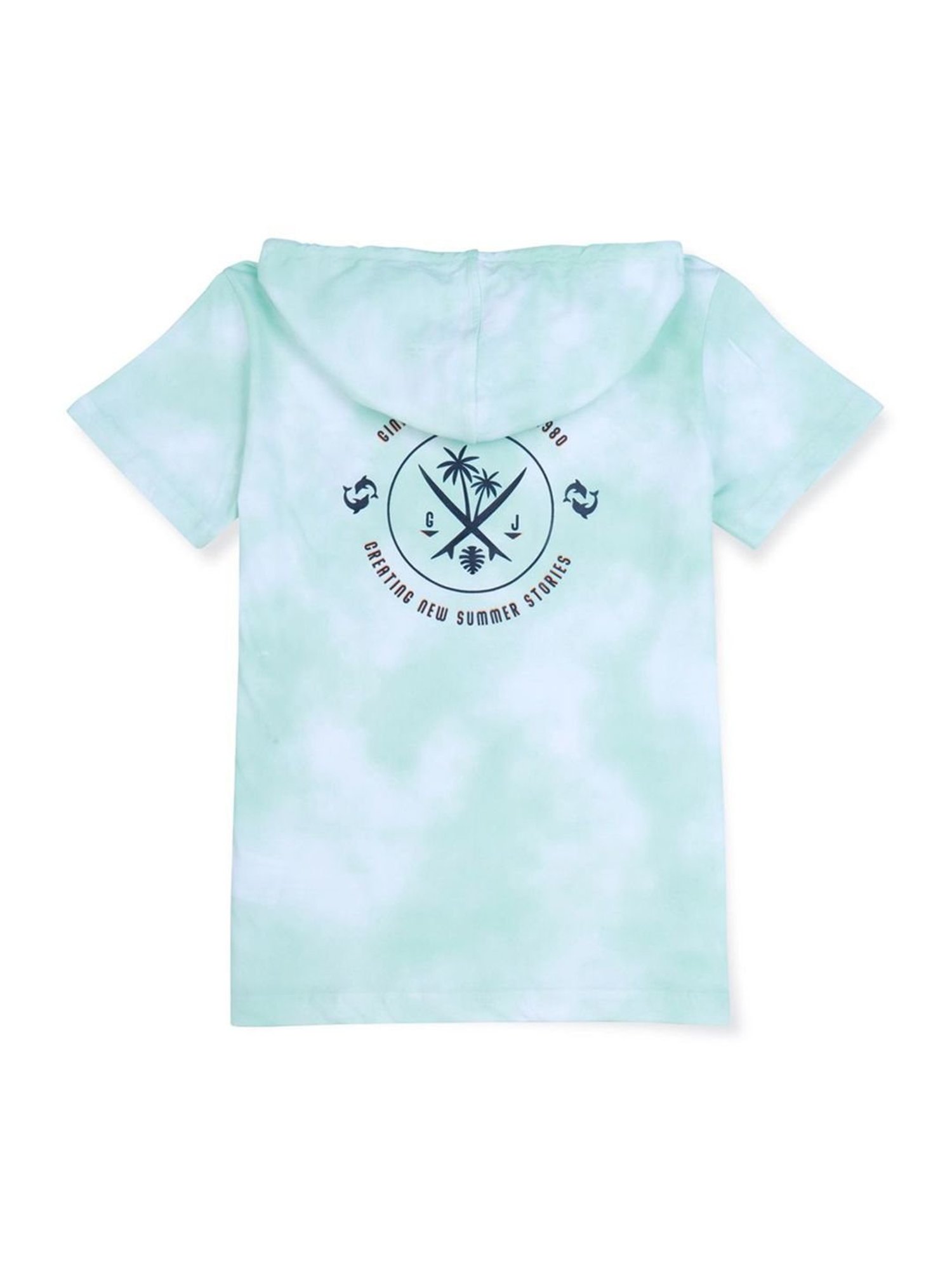 Gini & Jony Boys Blue Cotton Over Dyed T-Shirt