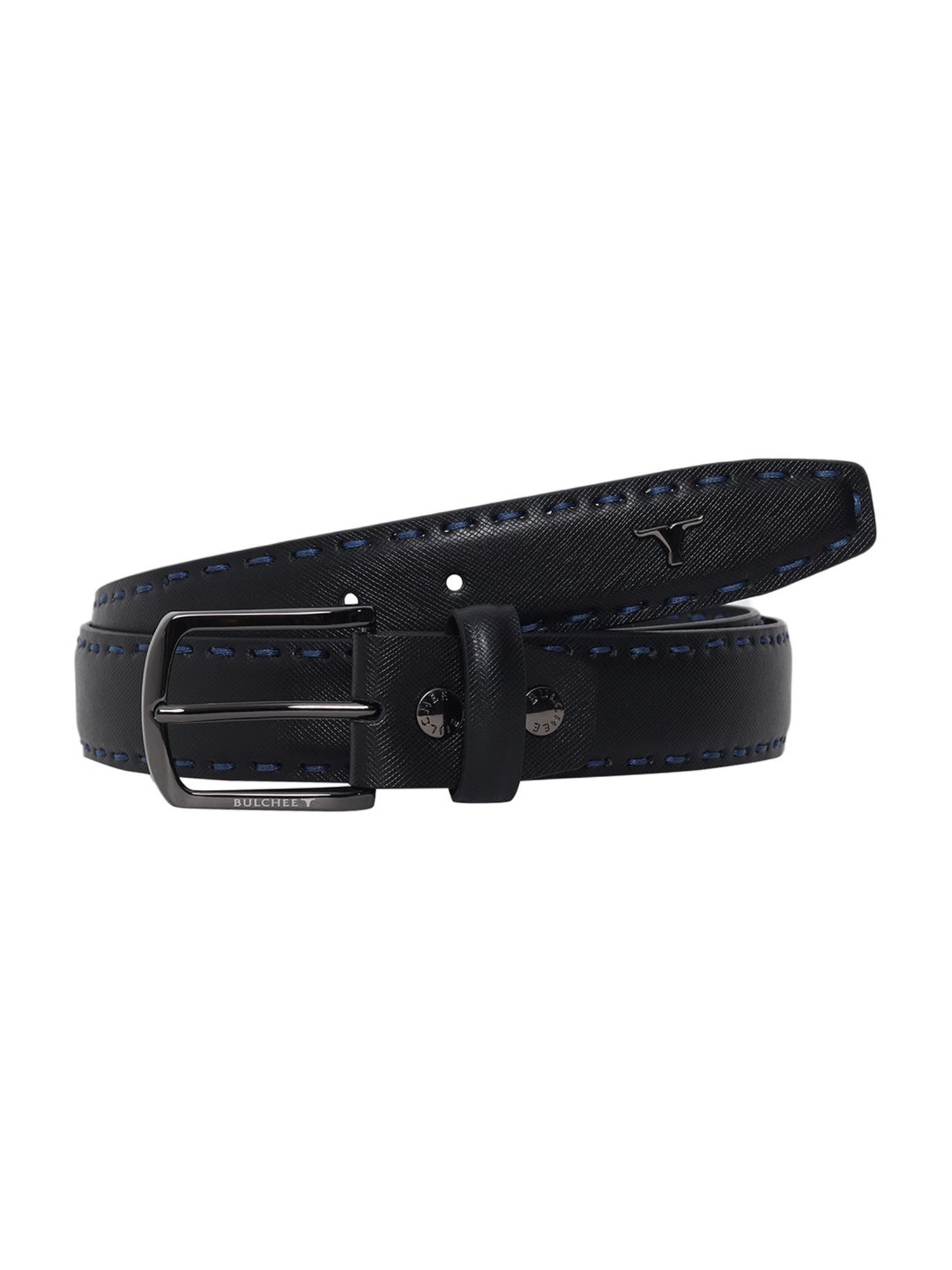 BULCHEE Black Leather Formal Belt for Men