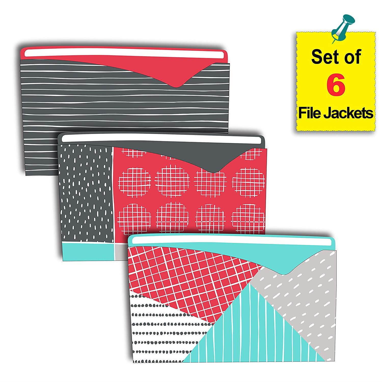 C-Line Write-On File Jackets, Playful Pops Design, Pack of 6 (63540)