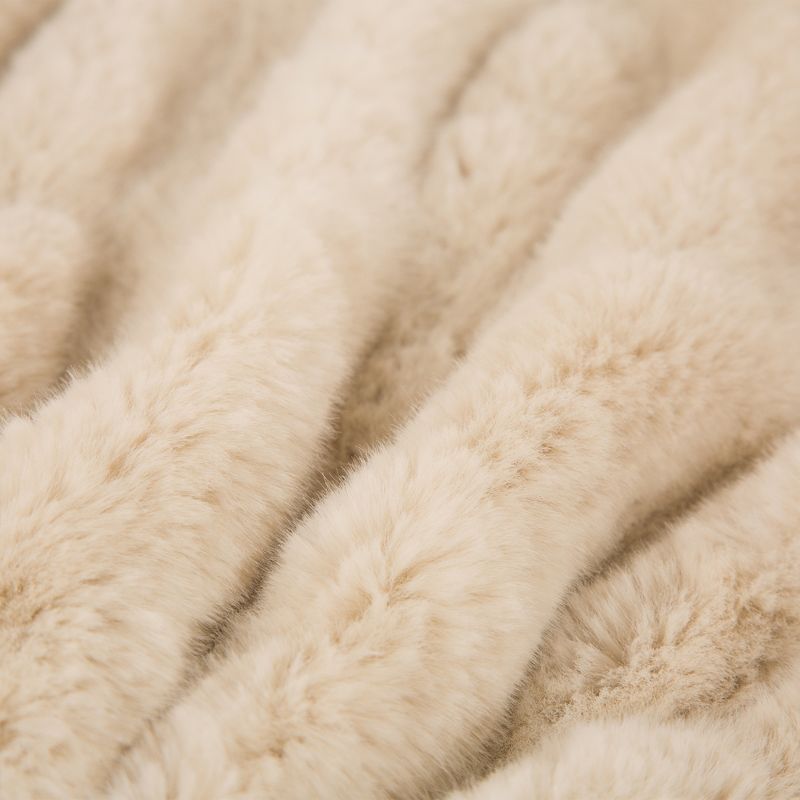50" x 60" Faux Fur Elastic Throw Beige - Glitzhome