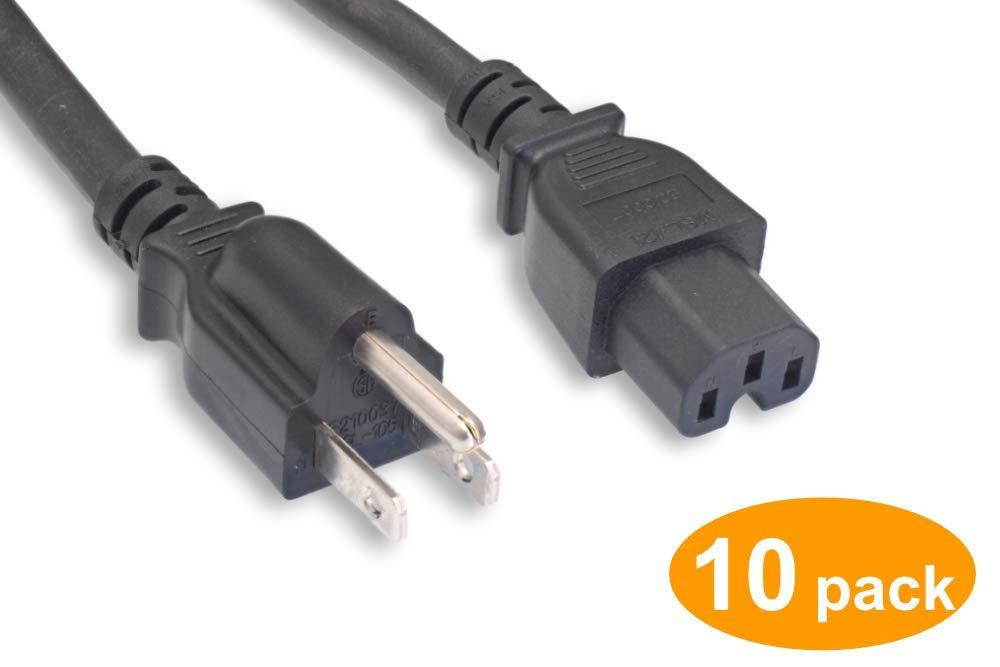 Cablelera North American Power Cord NEMA5-15P to C15 14AWG 15A 6ft Black (10 Piece Per Pack)