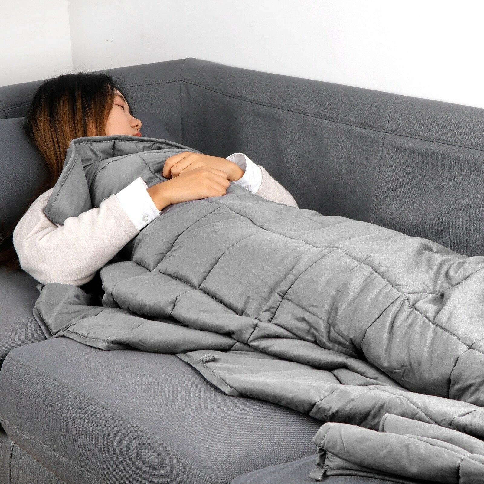 Breathable 100% Cotton 12/15/20lbs Weighted Blanket Fit to Full/Queen Size