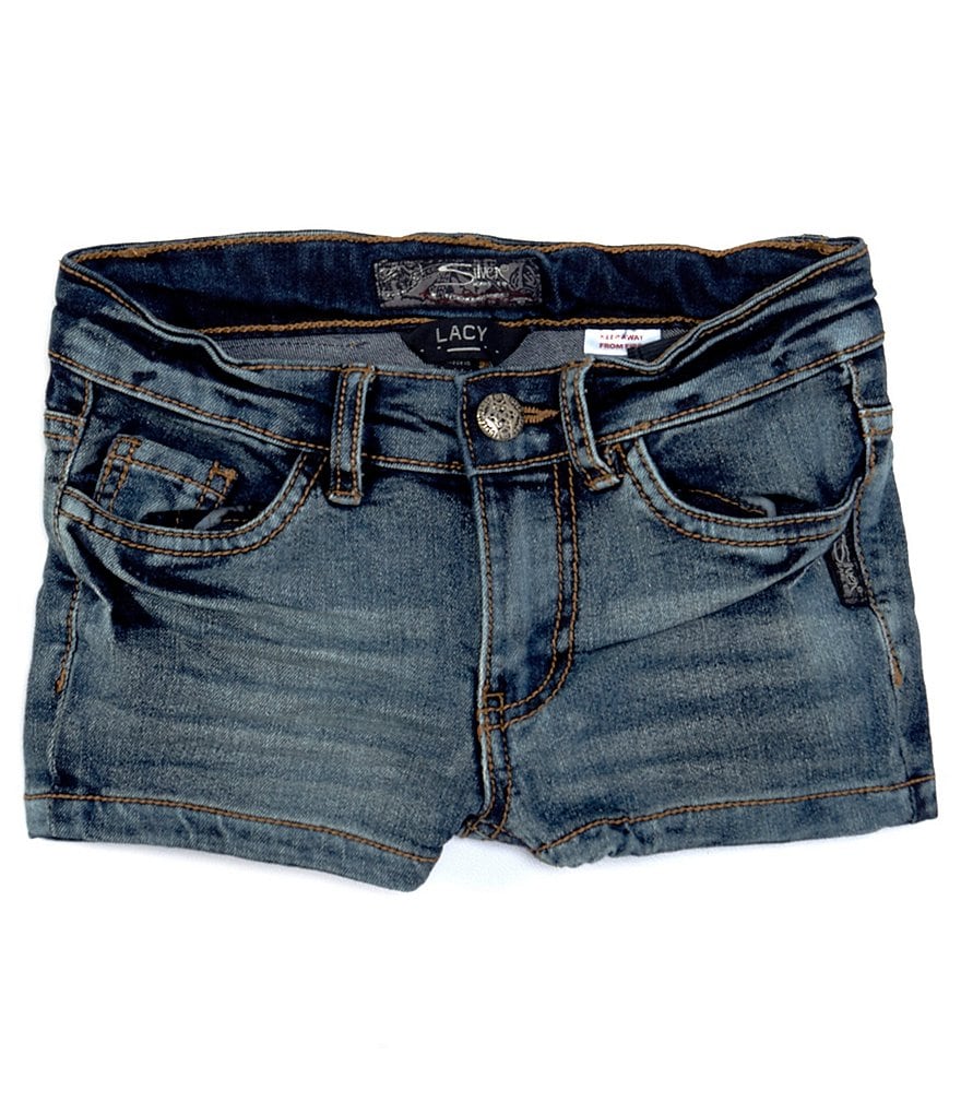 Silver Jeans Co. Little Girls 4-6X Lacy Washed-Denim Shorts