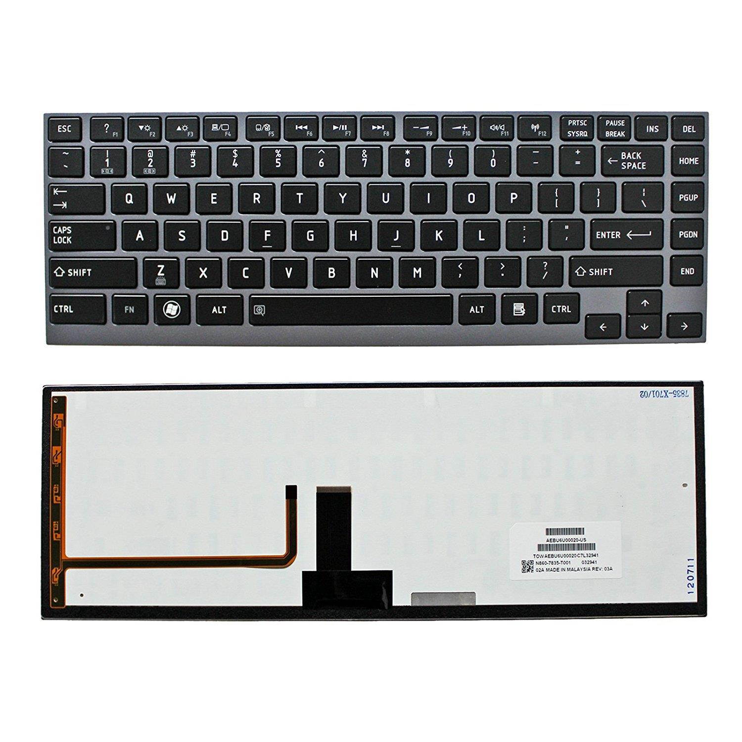 New US Black Backlit English Keyboard For Toshiba Portege Z835-P330 Z835-P360 Z835-P370 Z835-P372 Z835-SP3201M Z835-SP3202M Z835-SP3203M Z835-SP3240L Z835-SP3241L Z835-SP3242L Light Backlight