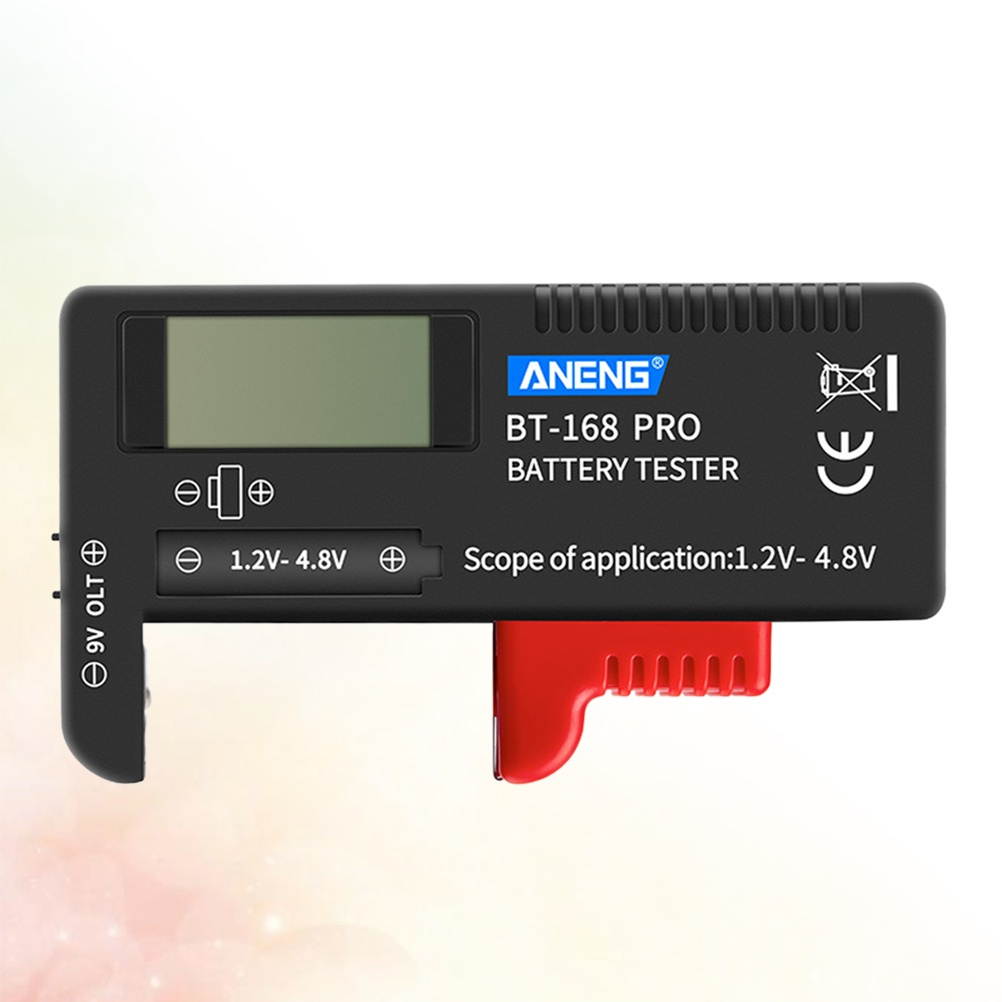 Digital Display Battery Checker Universal 1.2-4.8V Battery Tester for AA AAA C D 18650 Batteries (Black Red)