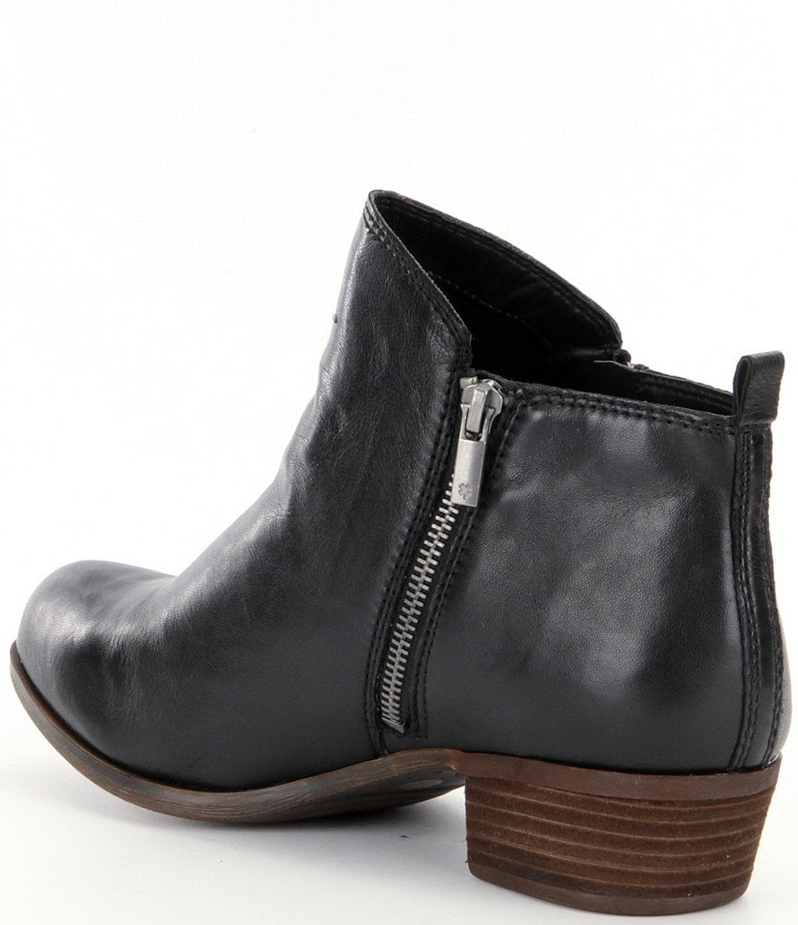 Lucky Brand Basel Smooth Leather Side Zip Block Heel Booties