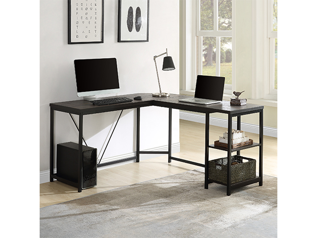 L-Shaped Computer Desk, Corner Desk, 59.1"L x 19.7"W x 30.7"H Writing Study Workstation with Shelves for Home Office, Gaming Table, Space-Saving, Easy to Assemble, Industrial, Brown,GT77