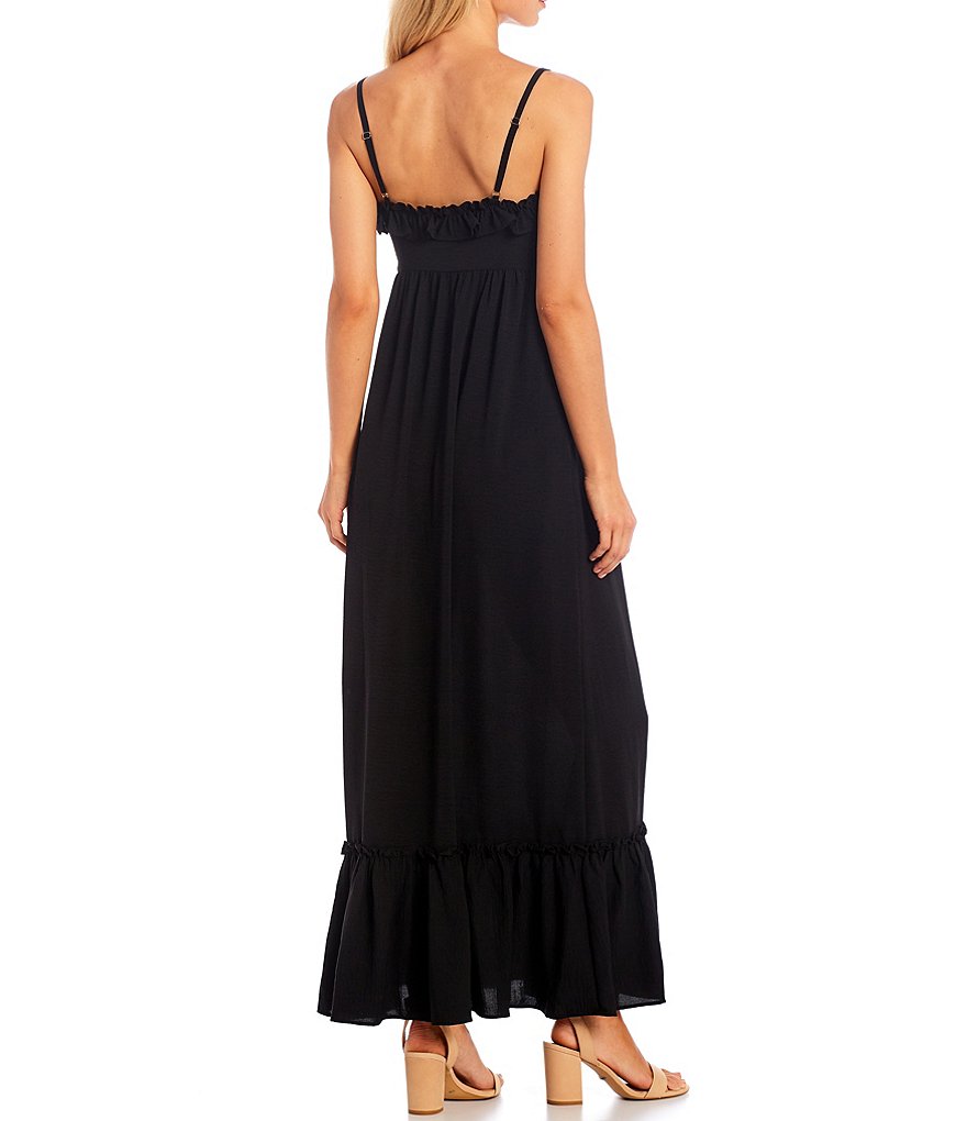 Laundry by Shelli Segal Ruffled Tiered Sleeveless Square Neck Maxi Dress