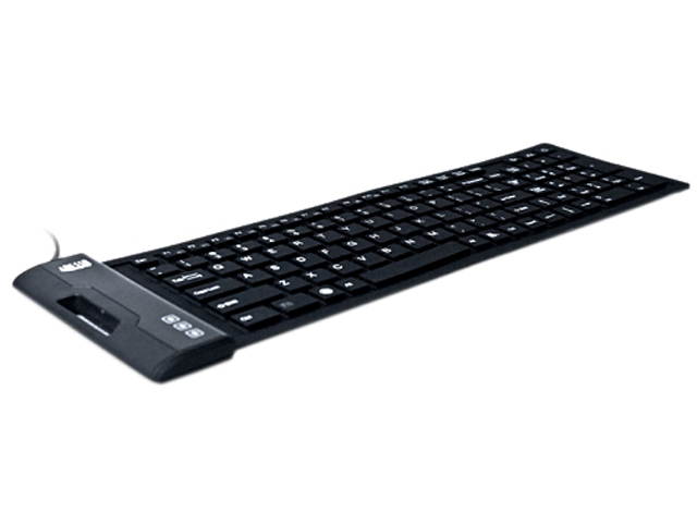 Adesso AKB-222UB USB Antimicrobial Foldable water proof 108-key compact size keyboard, 0.43" x 15.00" x 4.82" (Black)