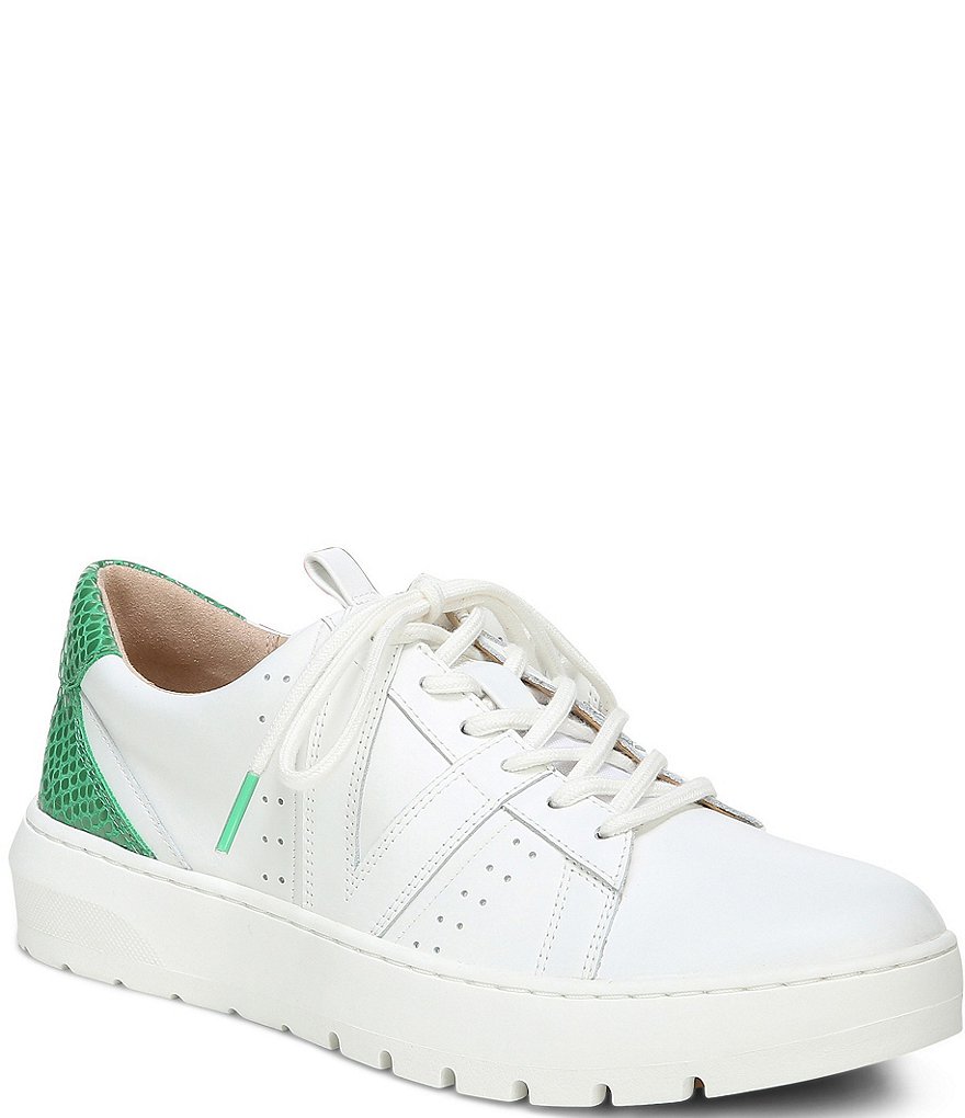 Vionic Simasa Leather Lizard Print Accent Lace-Up Platform Sneakers