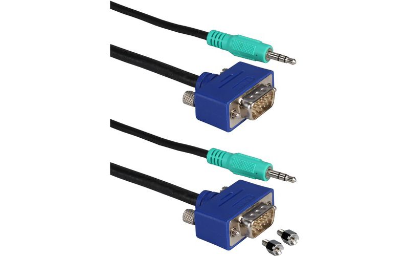 QVS UltraThin CC388MA Monitor Audio/Video Cable - HD-15 Male VGA, Mini-phone Male Audio - HD-15 Male VGA, Mini-phone Male Audio - 15ft