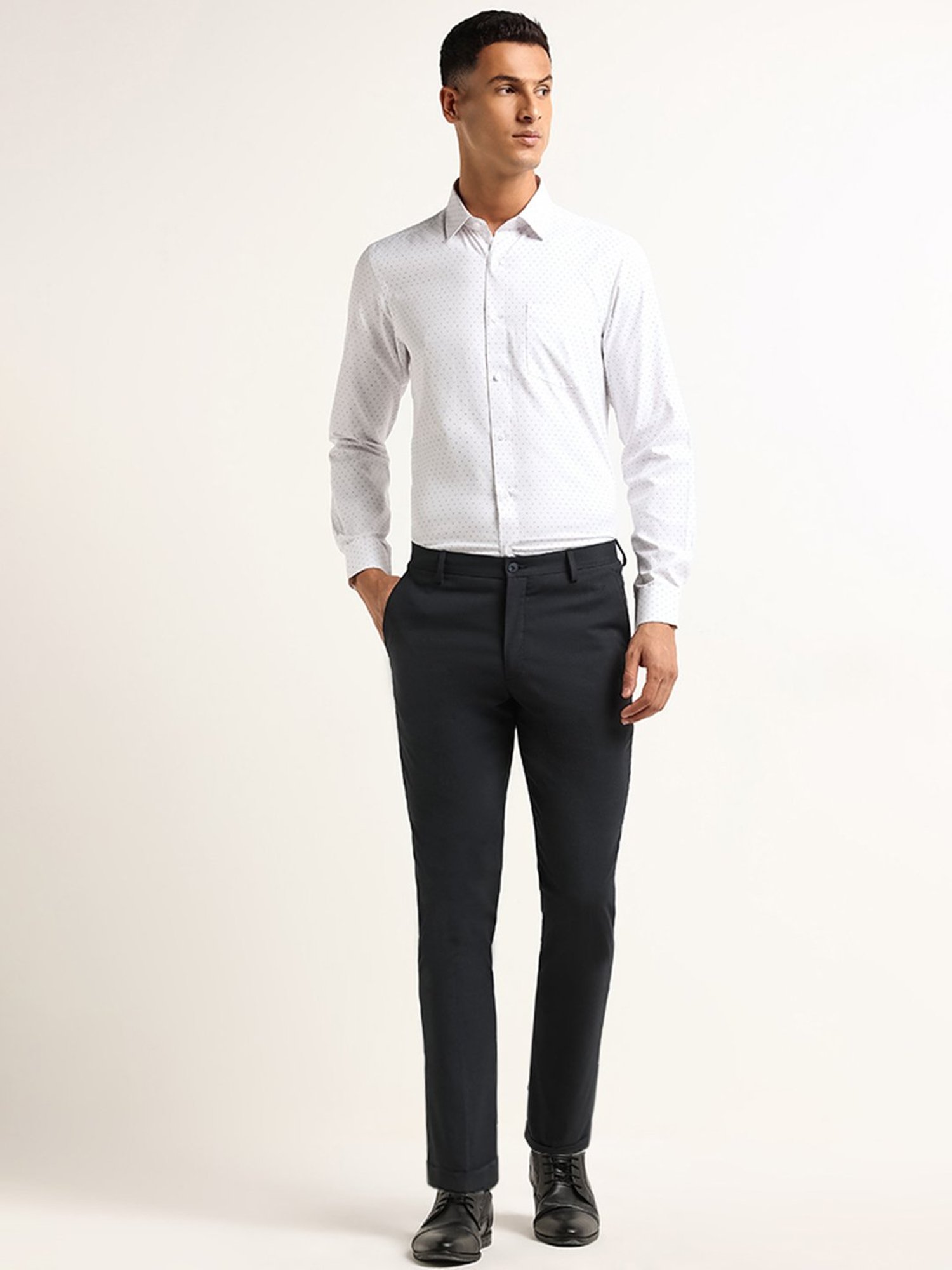 WES Formals by Westside White Printed Slim Fit Shirt