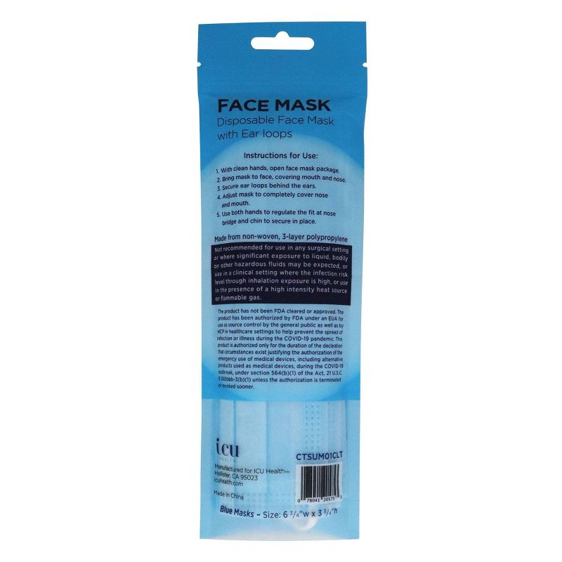 ICU Health Non-medical Disposable Face Masks - 5pk