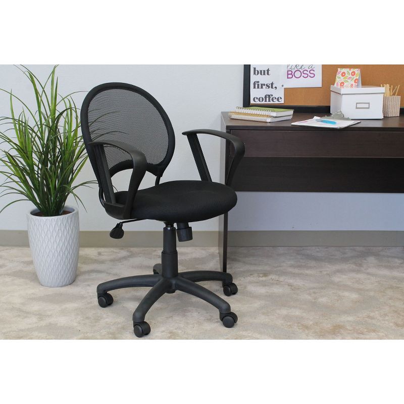 Mesh Chair With Loop Arms Black - Boss Office Products