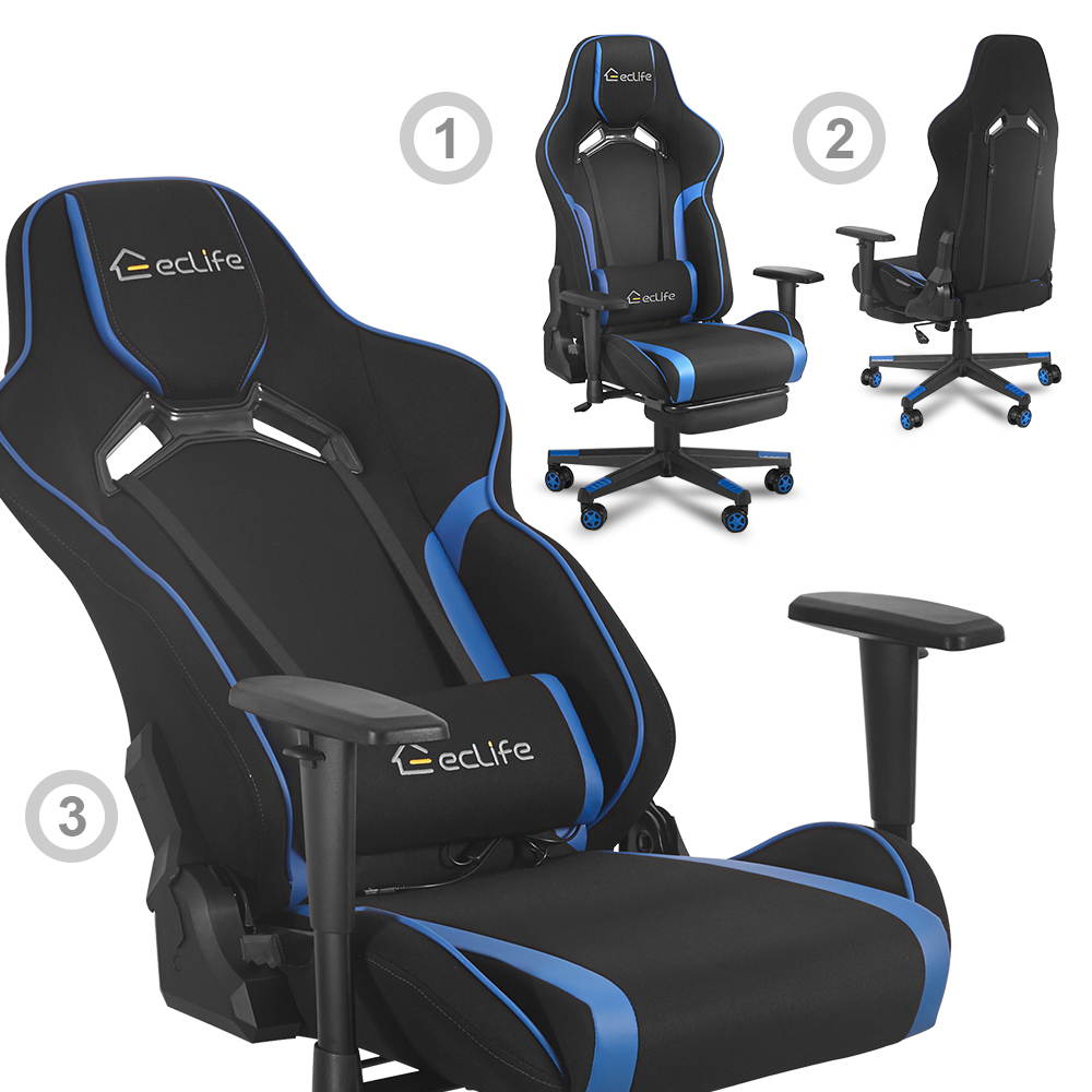 Ergonomic Gaming Chair Racing Style Chair Home Office Chair With Height Adjustment Recliner Swivel Rocker,Adjustable Headrest And Lumbar Pad