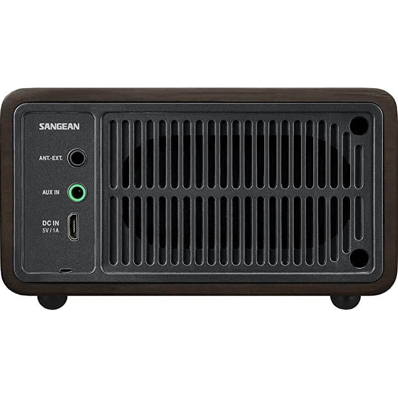 WR7DK Wood Cabinet Mini Bluetooth Speaker with FM Radio Tuner and Auxin Dark CherryWood