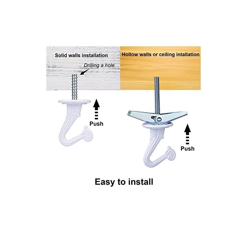 Swag Ceiling Hooks and Hardware Set, Swag Hooks with Steel Screws/Bolts and Toggle Wings for Ceiling Installation Cavity Wall Fixing (6)