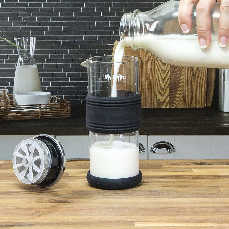 Mr. Coffee BVMCMMF Manual Pump Microwavable Glass Jar Home Milk Frother for High Quality Gourmet Coffee/Tea Drinks