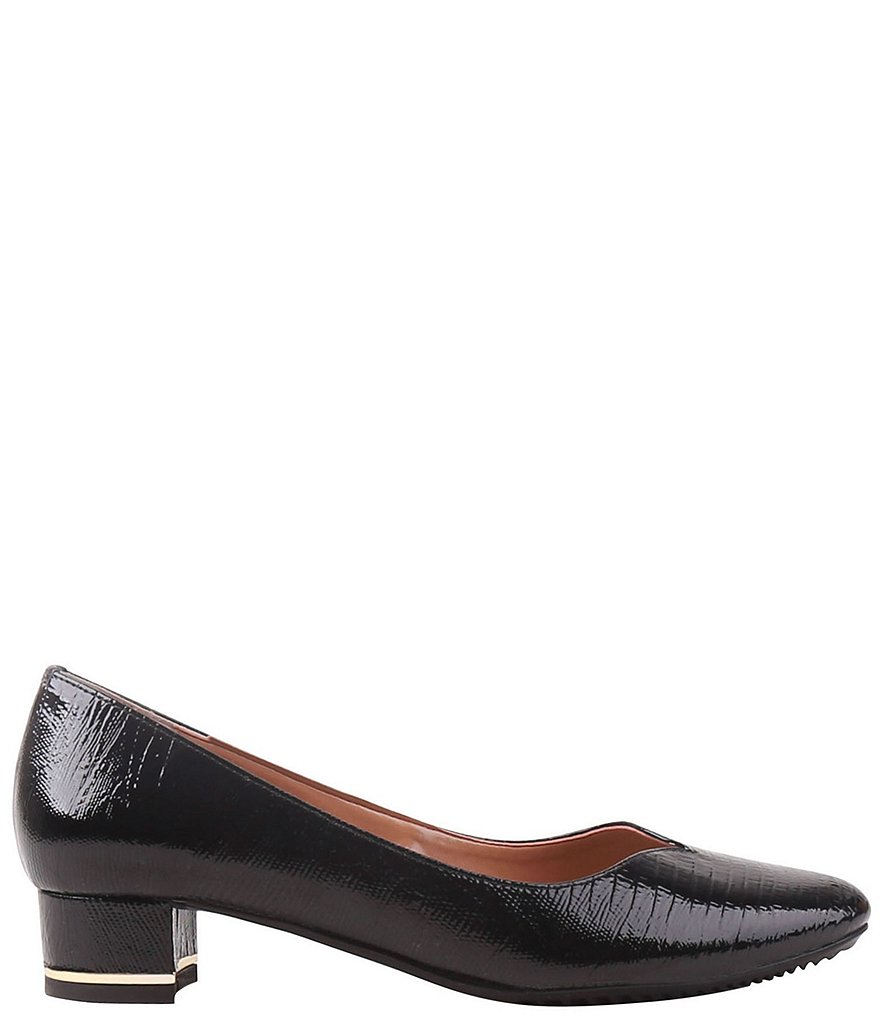 J. Renee Bambalina Lizard Print Patent Leather Block Heel Pumps