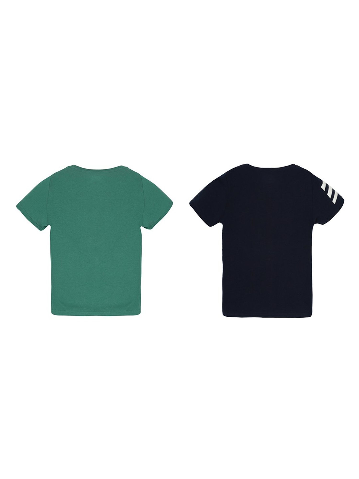 Plum Tree Kids Navy & Green Printed T-Shirt (Pack Of 2)