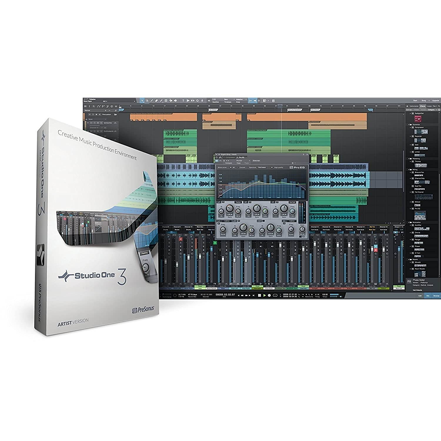 Presonus AudioBox 96 Audio Interface Full Studio Bundle with Studio One Artist Software Pack w/Eris 5 Pair 2-Way Studio Monitors and 1/4&rdquo; TRS to TRS Instrument Cable