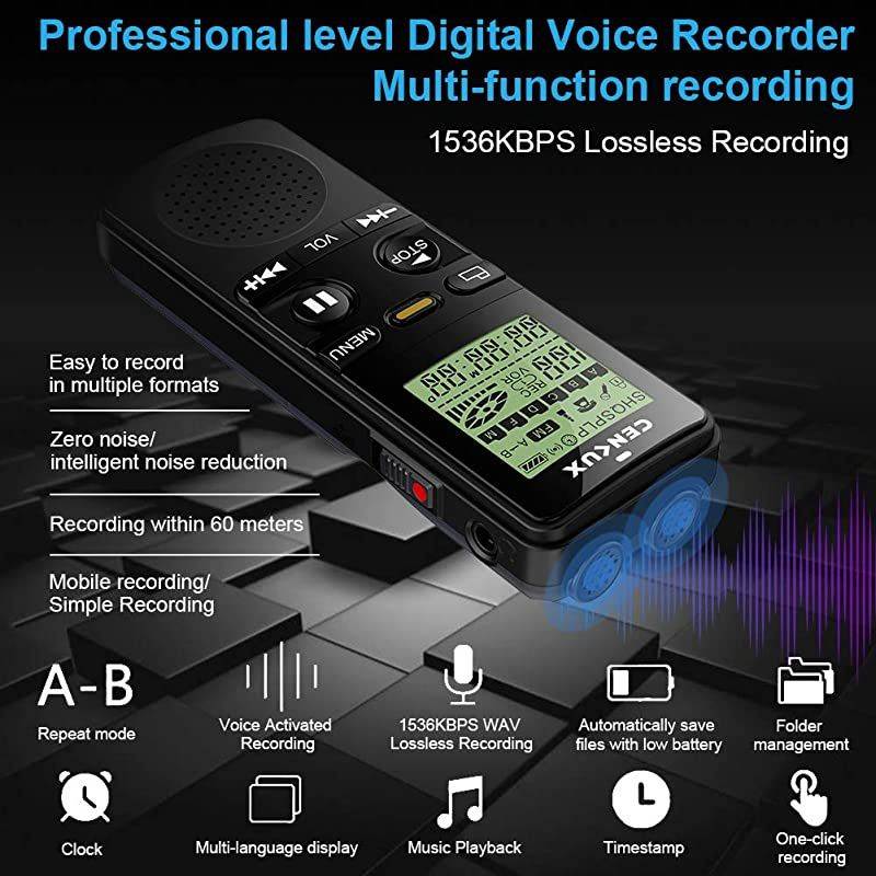 Digital Voice Recorder, 8GB 1536Kbps Double Microphone Noise Reduction Audio Voice Activated Recorder,Portable Sound Recorder MP3 Player for Lectures/Meetings/Interviews/Learning