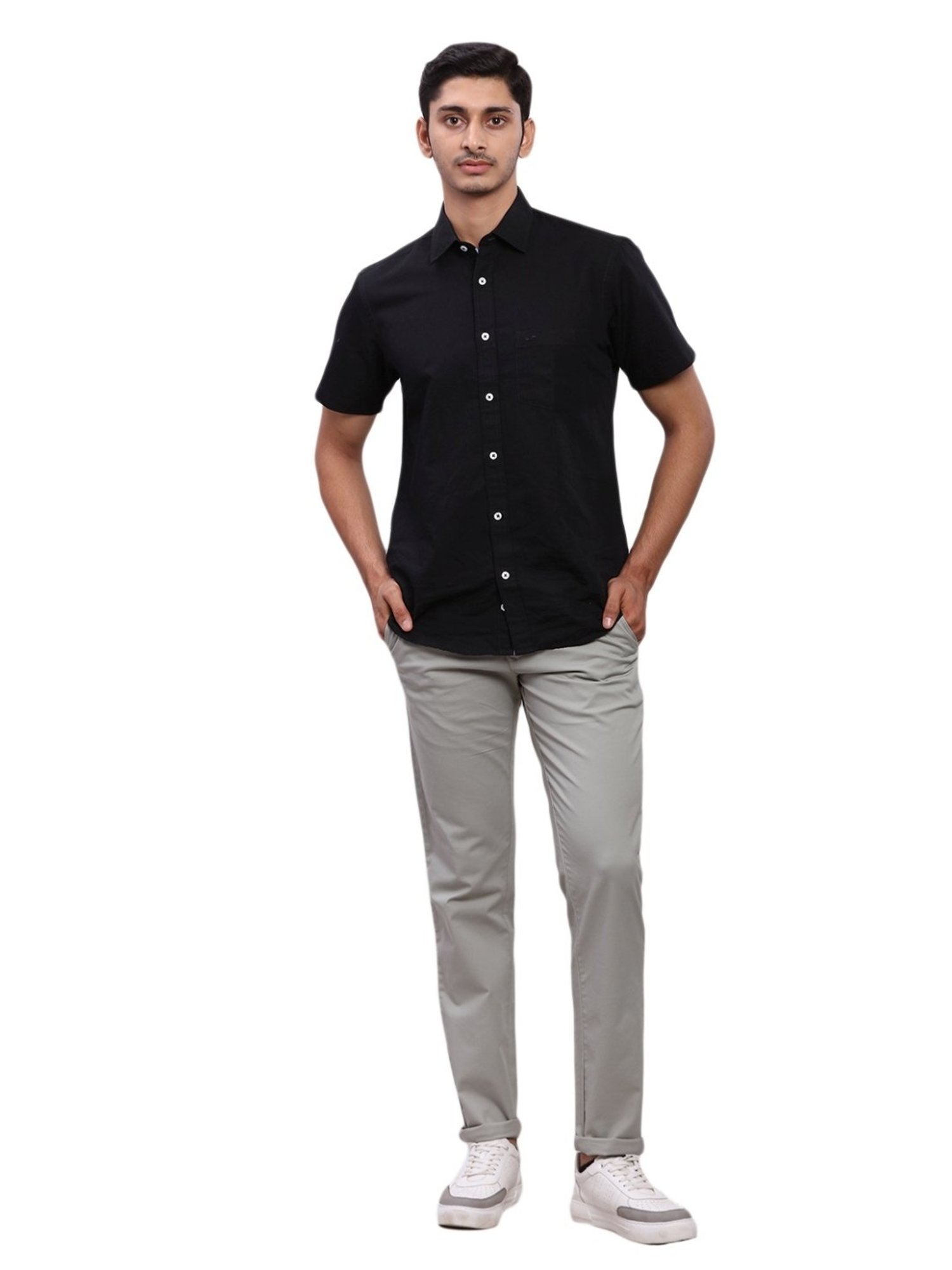 Parx Green Tapered Fit Trousers