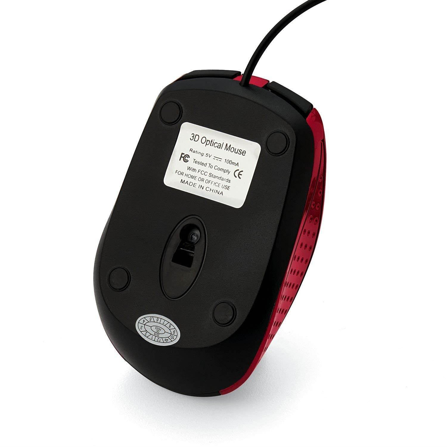 Verbatim Optical Mouse - Wired with USB Accessibility - Mac & PC Compatible - Red