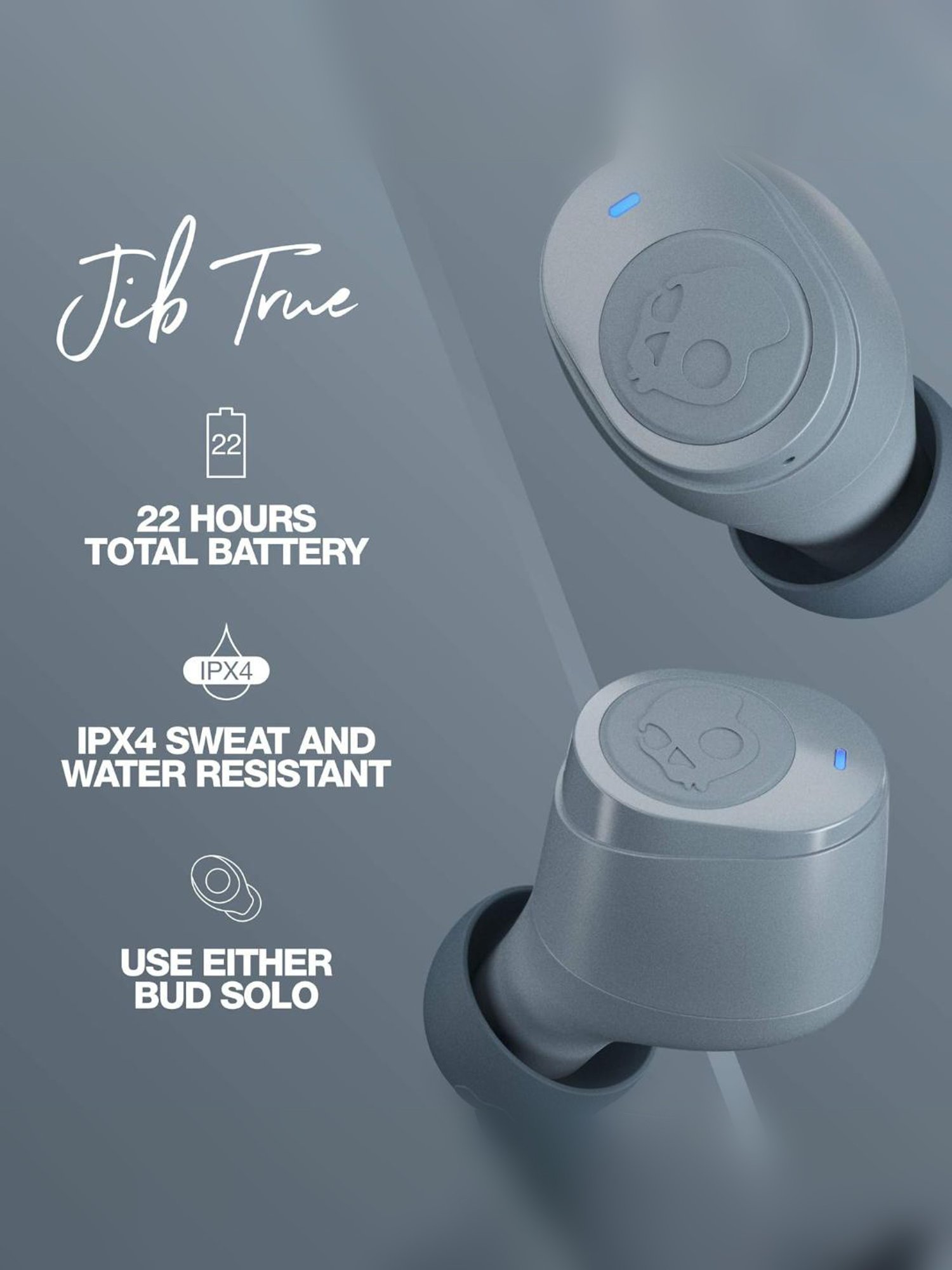 Skullcandy Jib True 2 in-Ear Wireless Earbuds with 32 Hr Battery (Chill Grey, True Wireless)